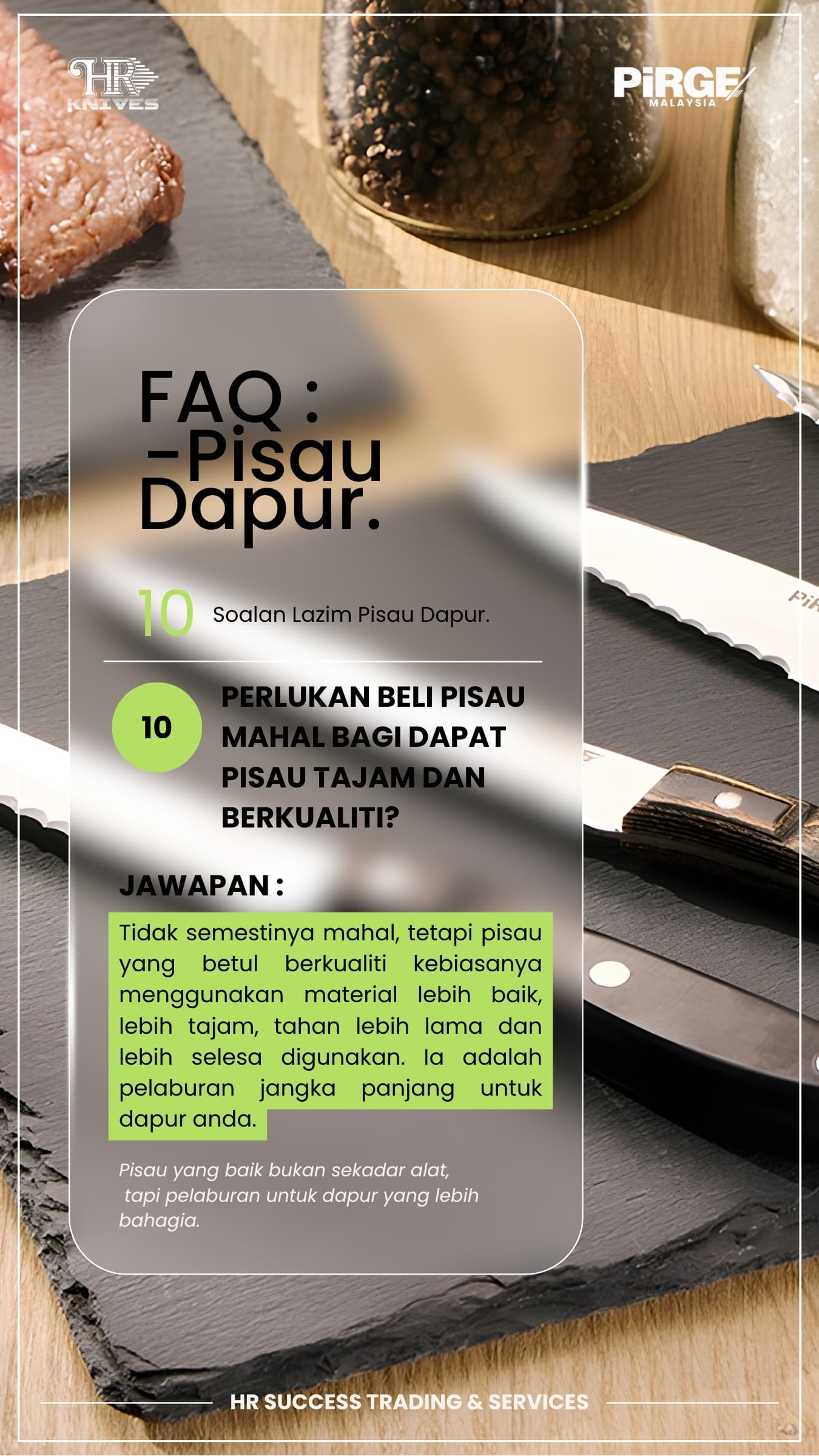 Pelaburan pisau yang tahan berpuluh tahun
